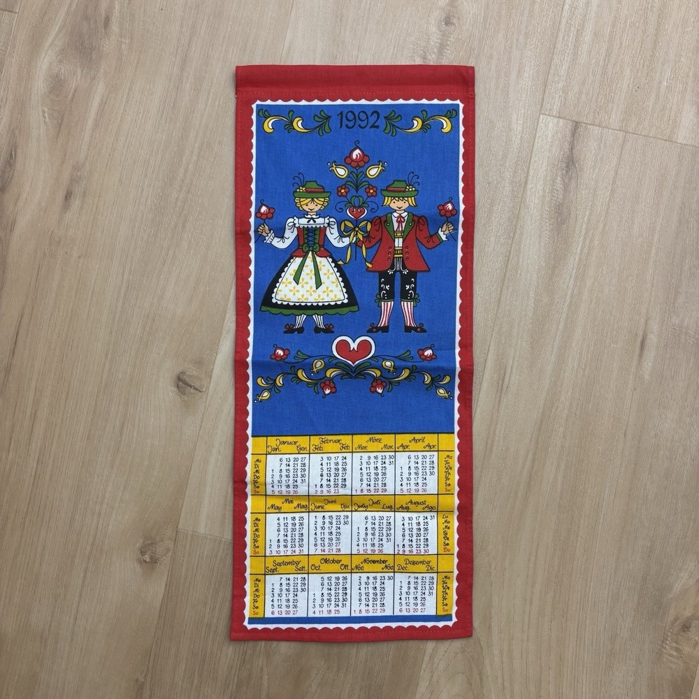 1992 Cloth Hanging‎ Calendar German Decorative Tea Towel